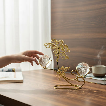 Royal Golden Tree Crystal Orb Décor