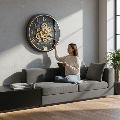Antique Gold Motion Gear Wall Clock