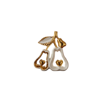 Elegant Ceramic Guava White & Golden Decorative Piece