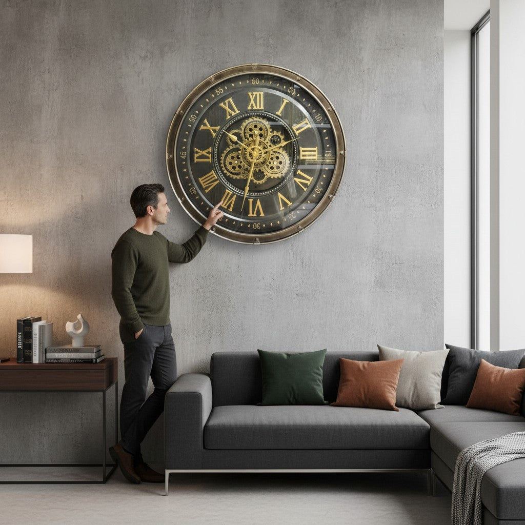 . Opulent Mechanical Art Wall Clock