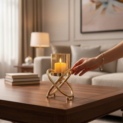 Golden Serenity Lotus Candle Stand