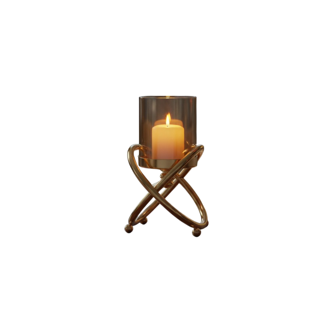 Golden Serenity Lotus Candle Stand