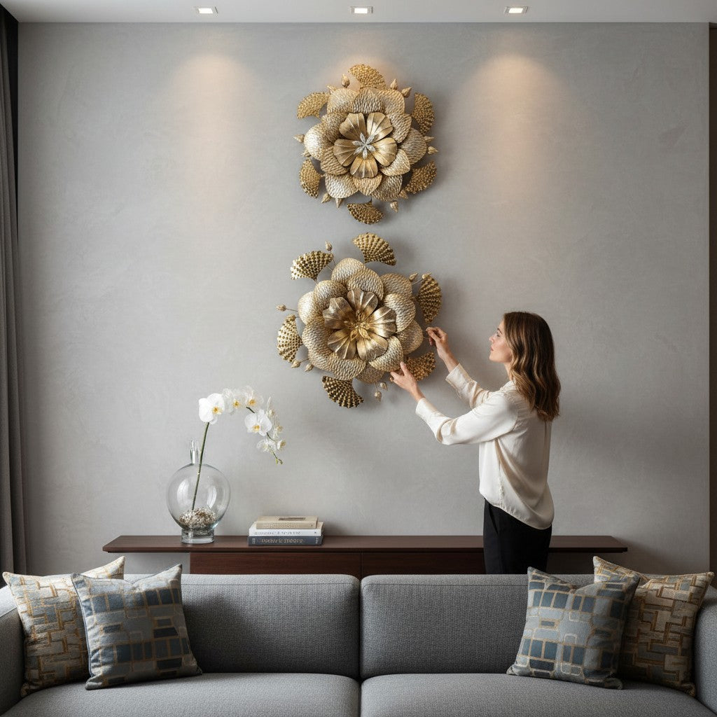 Golden Orbit Floral Wall Art