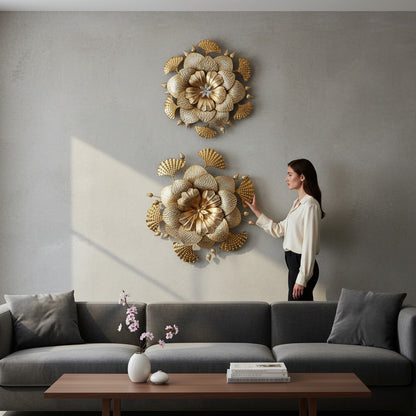 Golden Orbit Floral Wall Art