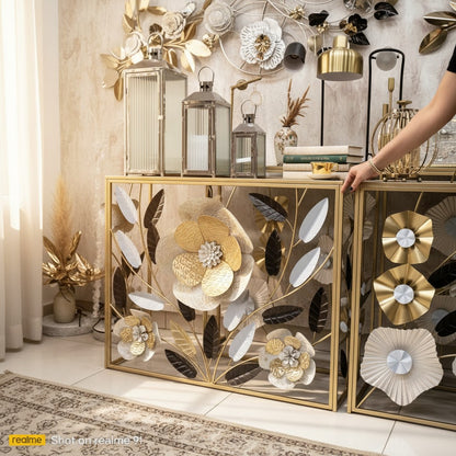 Golden Bloom Side Console Table