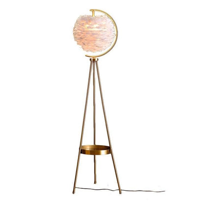 Bliss Bells Nordic Feather Tripod Floor Lamp – Gold Frame