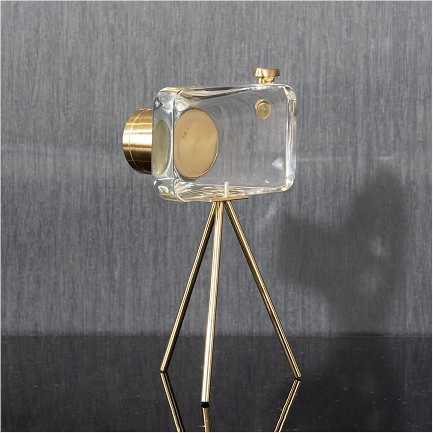 Luxury Crystal Camera Décor with Gold Metal Stand