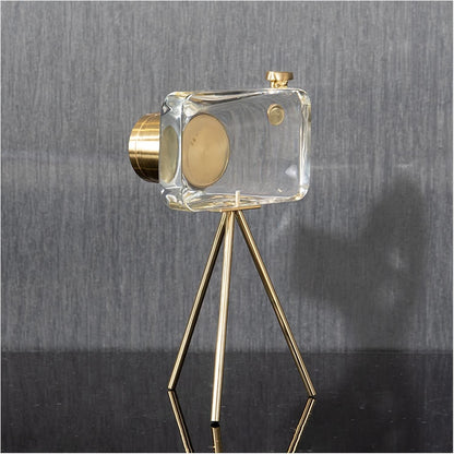 Luxury Crystal Camera Décor with Gold Metal Stand