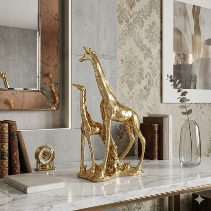Luxury Twin Giraffe Decor Statues Set