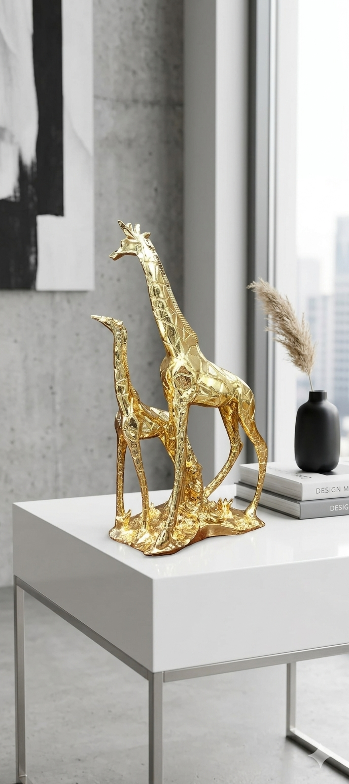 Luxury Twin Giraffe Decor Statues Set
