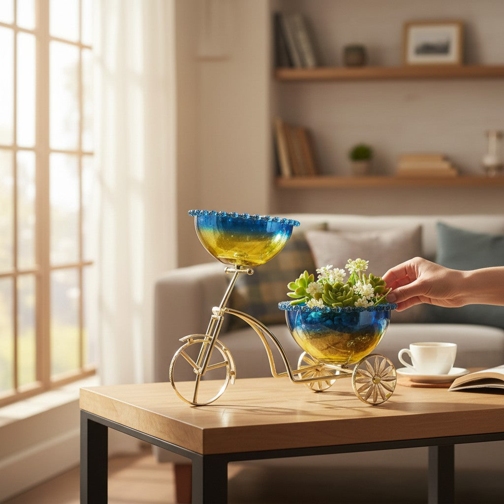 Vintage Cycle Glass Bowl Accent