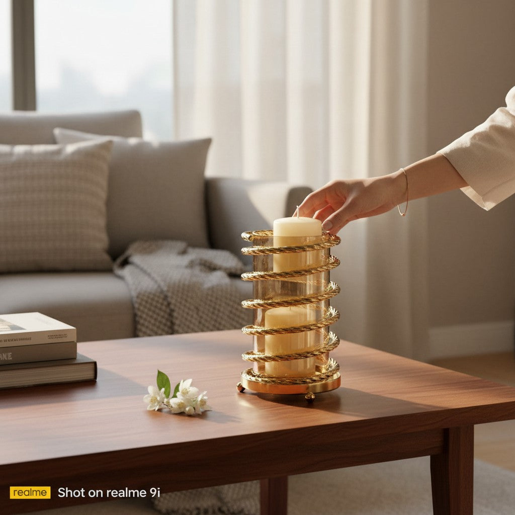 Luxe Metallic Candle Stand Holder